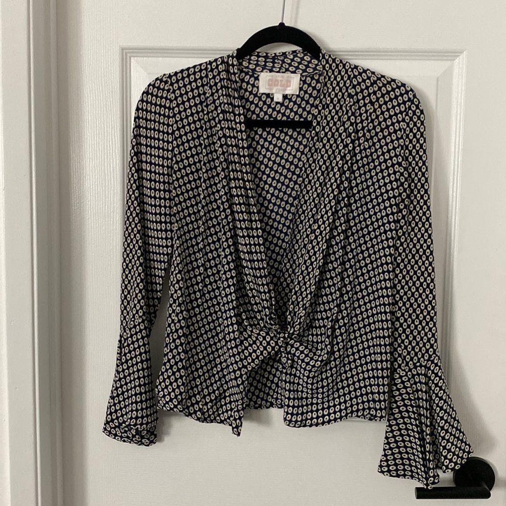 Stone cold fox silk blouse with tie